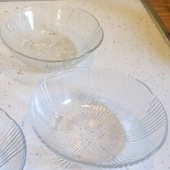 Vintage Libbey Harmony Clear Glass Bowl Set- Sculptured Leaf Bubble Design - Picture 2 of 5